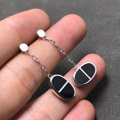 Mystic CHAINE VERSO BLACK CERAMIC SILVER EARRINGS
