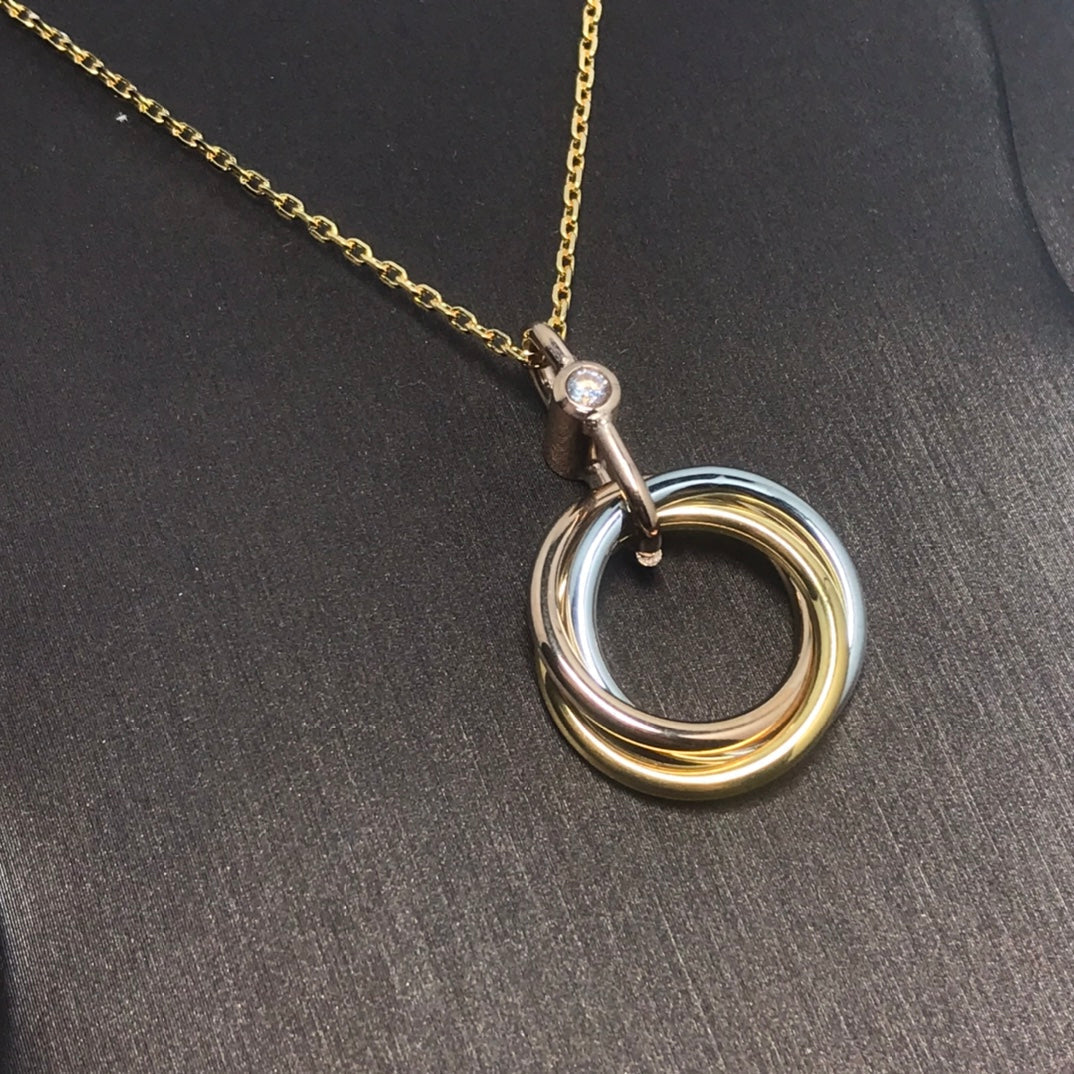Mystic TRINITY SILVER GOLD PINK GOLD NECKLACE