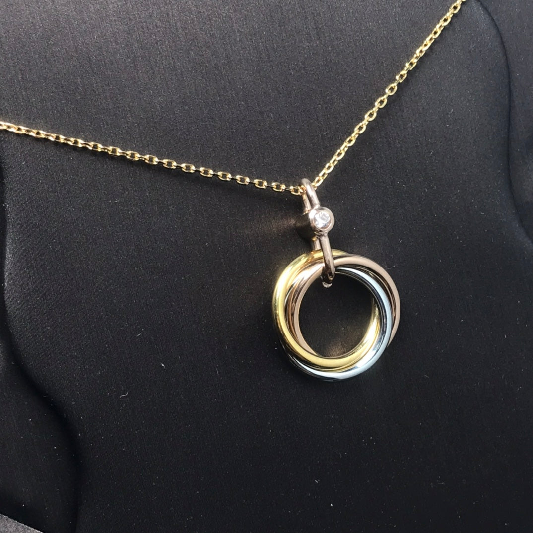 Mystic TRINITY SILVER GOLD PINK GOLD NECKLACE