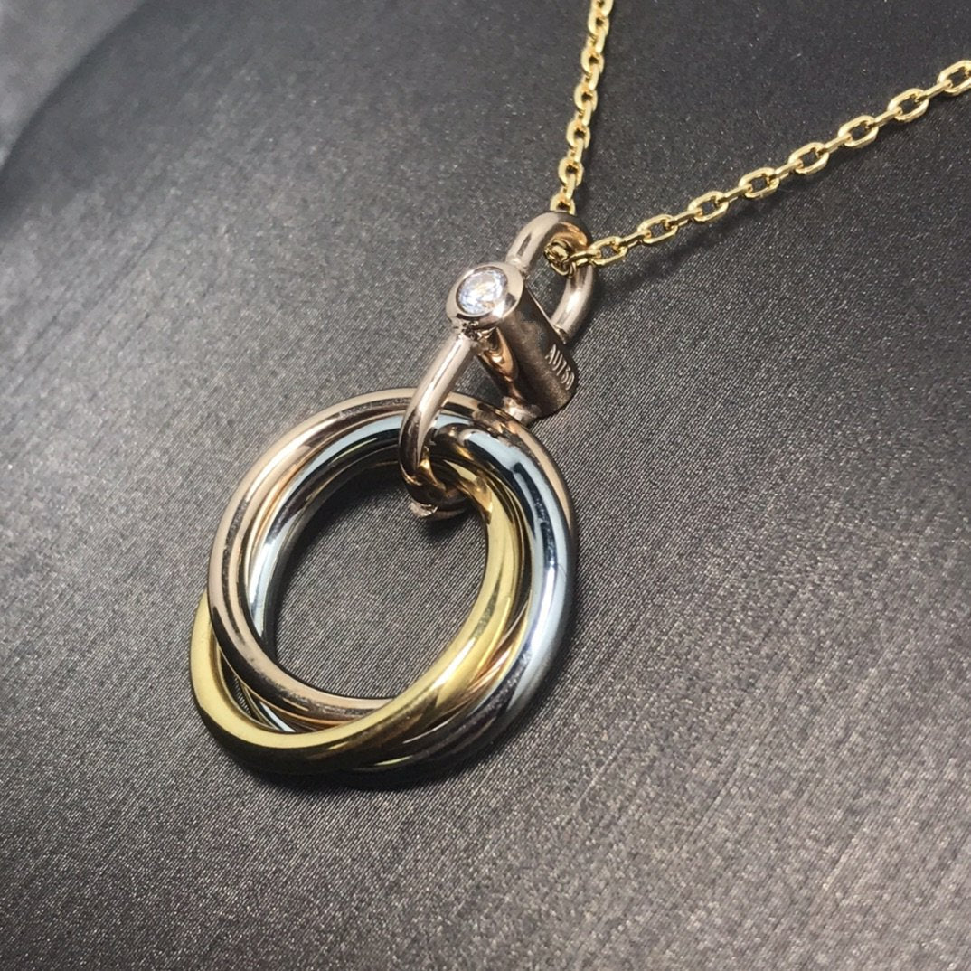 Mystic TRINITY SILVER GOLD PINK GOLD NECKLACE