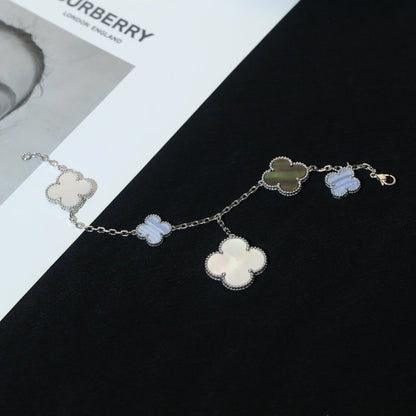 Mystic CLOVER BRACELET 5 MOTIFS MOP CHALCEDONY SILVER