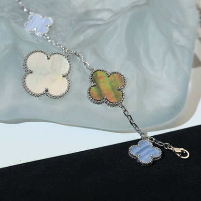 Mystic CLOVER BRACELET 5 MOTIFS MOP CHALCEDONY SILVER