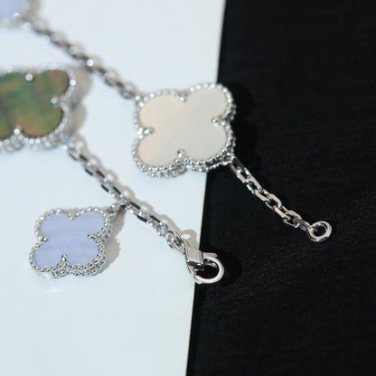 Mystic CLOVER BRACELET 5 MOTIFS MOP CHALCEDONY SILVER