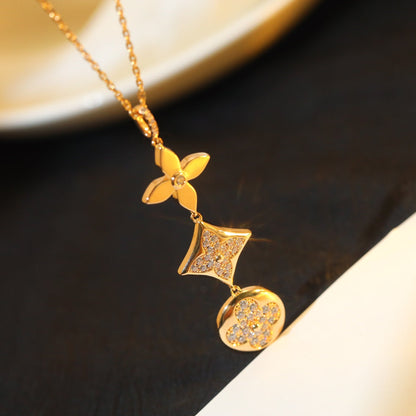 Mystic STAR AND SUN DIAMOND PINK GOLD NECKLACE