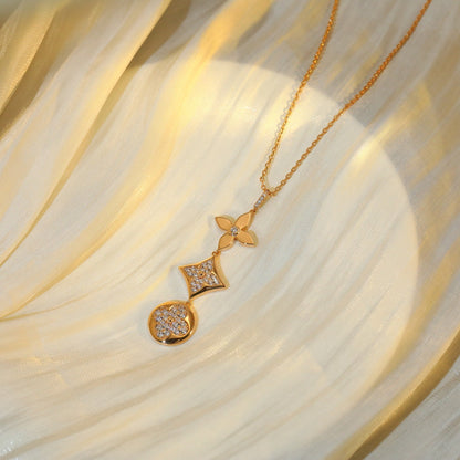 Mystic STAR AND SUN DIAMOND PINK GOLD NECKLACE