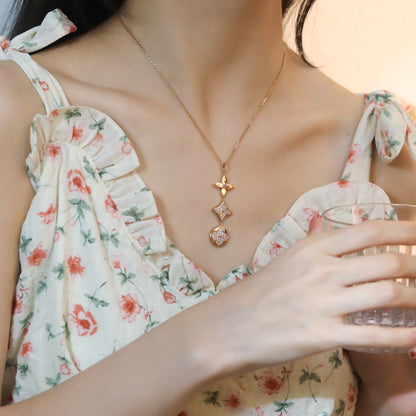 Mystic STAR AND SUN DIAMOND PINK GOLD NECKLACE