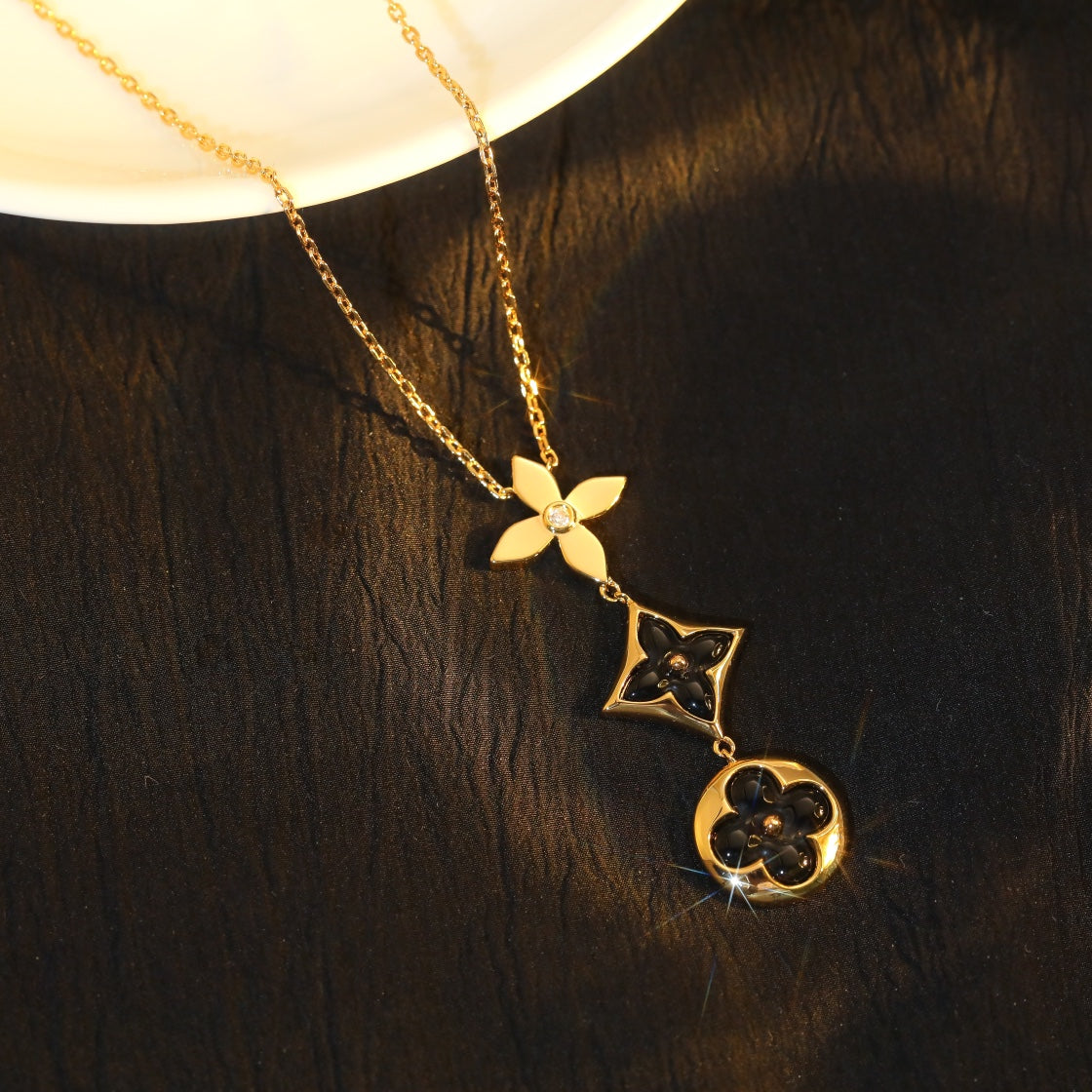 Mystic STAR AND SUN ONYX PINK GOLD NECKLACE