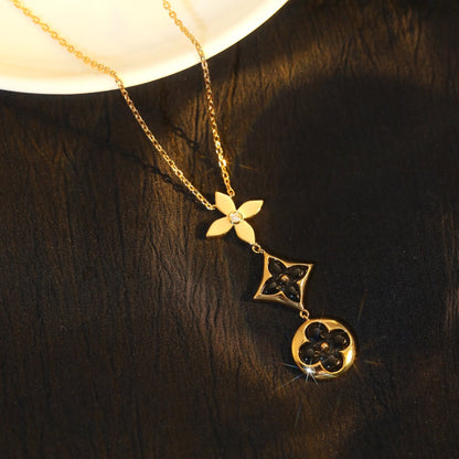 Mystic STAR AND SUN ONYX PINK GOLD NECKLACE