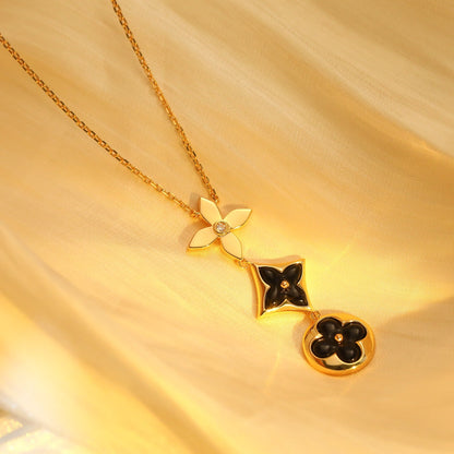 Mystic STAR AND SUN ONYX PINK GOLD NECKLACE