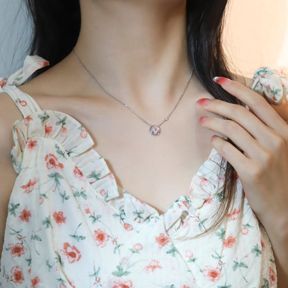 Mystic SUN PEDANT PINK GOLD 1 DIAMOND NECKLACE