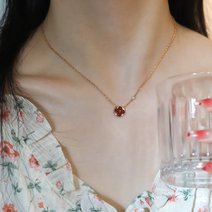 Mystic SUN PEDANT PINK GOLD 1 DIAMOND NECKLACE