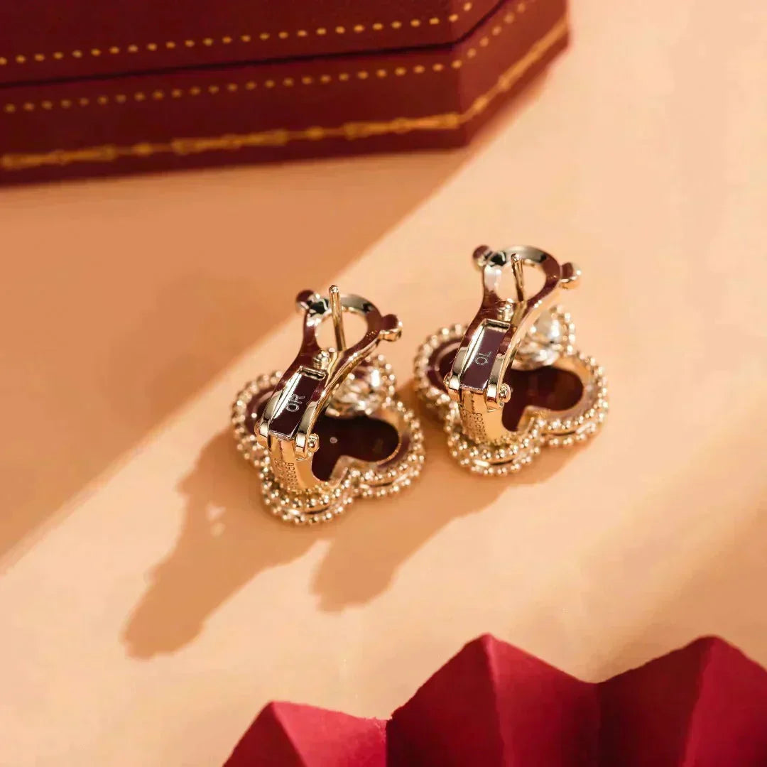 Mystic CLOVER MEDIUM 1 MOTIFS CARNELIAN  EARRINGS