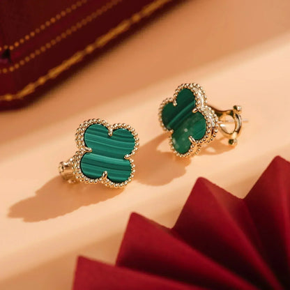 Mystic CLOVER MEDIUM 1 MOTIFS MALACHITE  EARRINGS