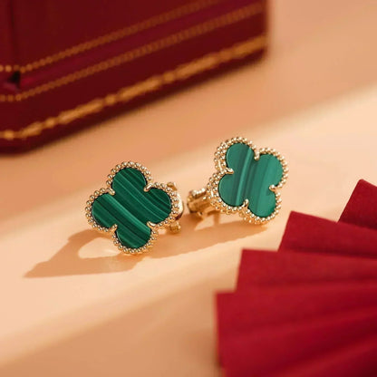 Mystic CLOVER MEDIUM 1 MOTIFS MALACHITE  EARRINGS