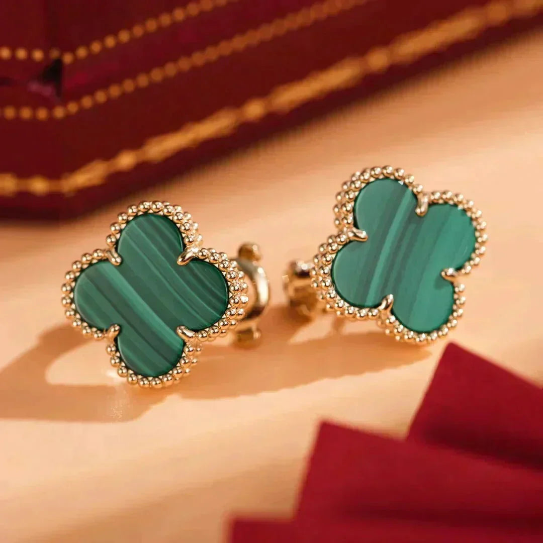 Mystic CLOVER MEDIUM 1 MOTIFS MALACHITE  EARRINGS