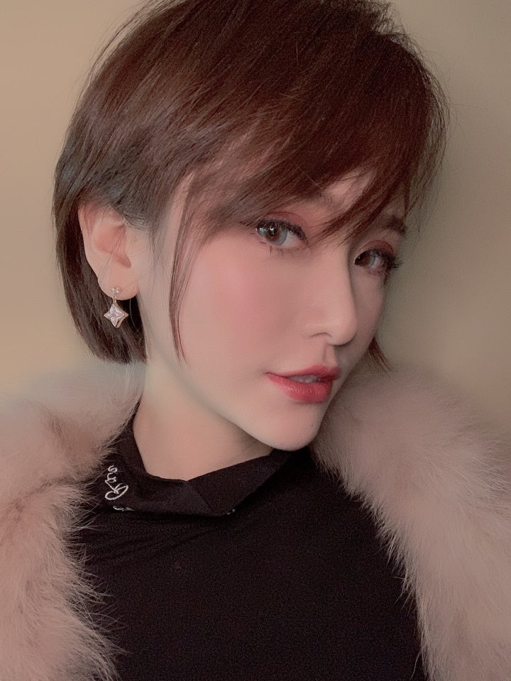 Mystic DOUBLE STAR PINK GOLD MOP DROP EARRINGS