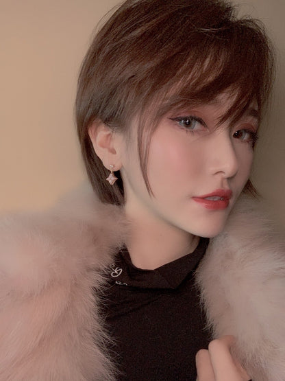 Mystic DOUBLE STAR PINK GOLD MOP DROP EARRINGS