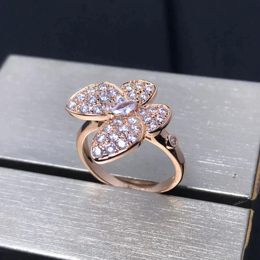 Mystic BUTTERFLY PINK GOLD DIAMOND RING