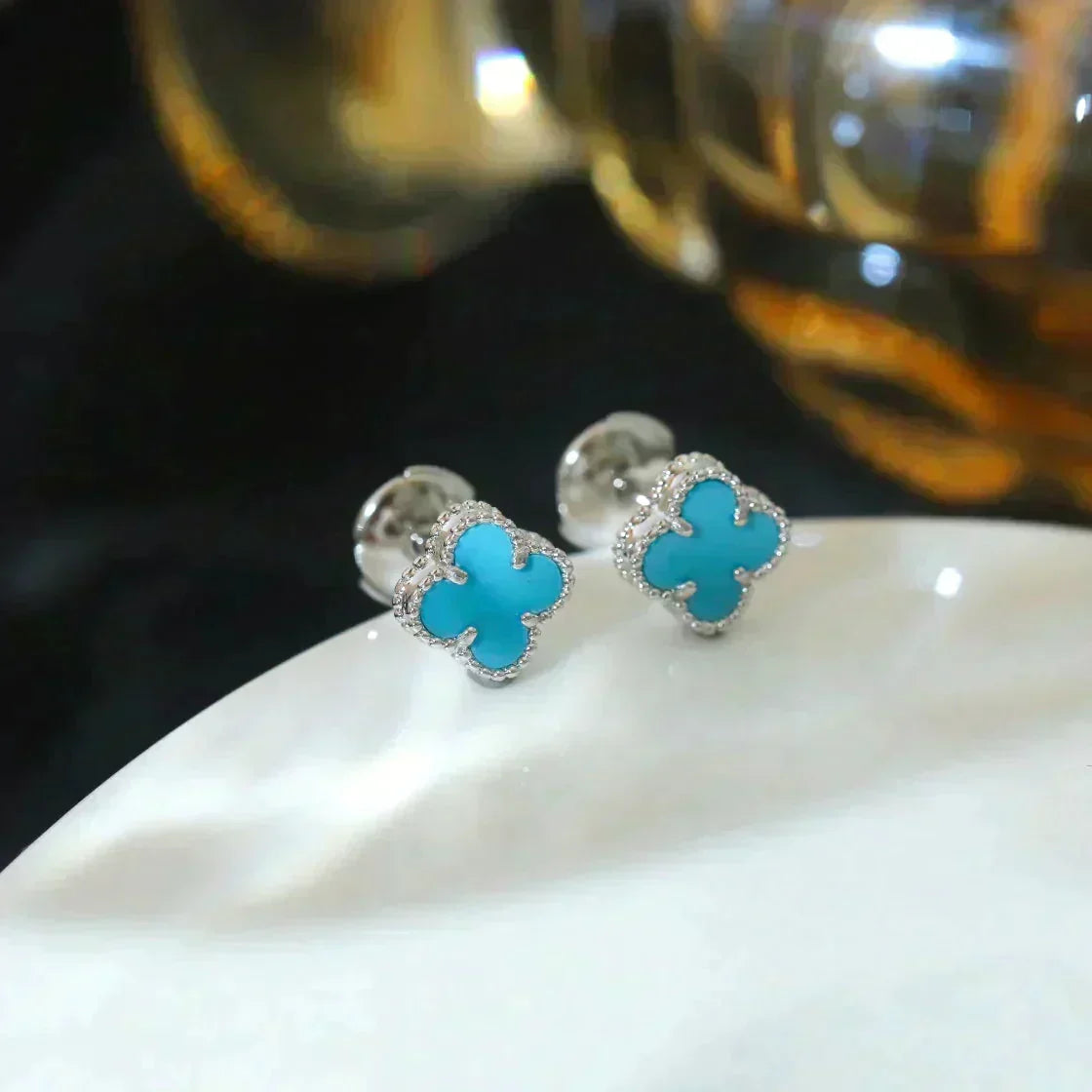 Mystic CLOVER MINI 9.5MM ONYX STUD EARRINGS SILVER