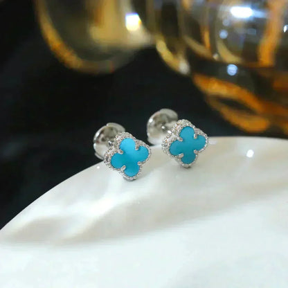 Mystic CLOVER MINI 9.5MM ONYX STUD EARRINGS SILVER