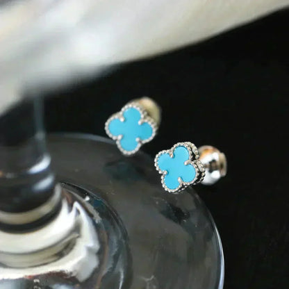 Mystic CLOVER MINI 9.5MM ONYX STUD EARRINGS SILVER