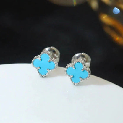 Mystic CLOVER MINI 9.5MM ONYX STUD EARRINGS SILVER