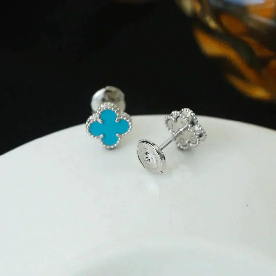 Mystic CLOVER MINI 9.5MM ONYX STUD EARRINGS SILVER