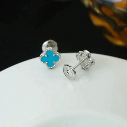 Mystic CLOVER MINI 9.5MM ONYX STUD EARRINGS SILVER
