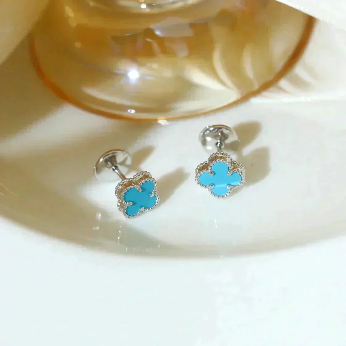 Mystic CLOVER MINI 9.5MM ONYX STUD EARRINGS SILVER