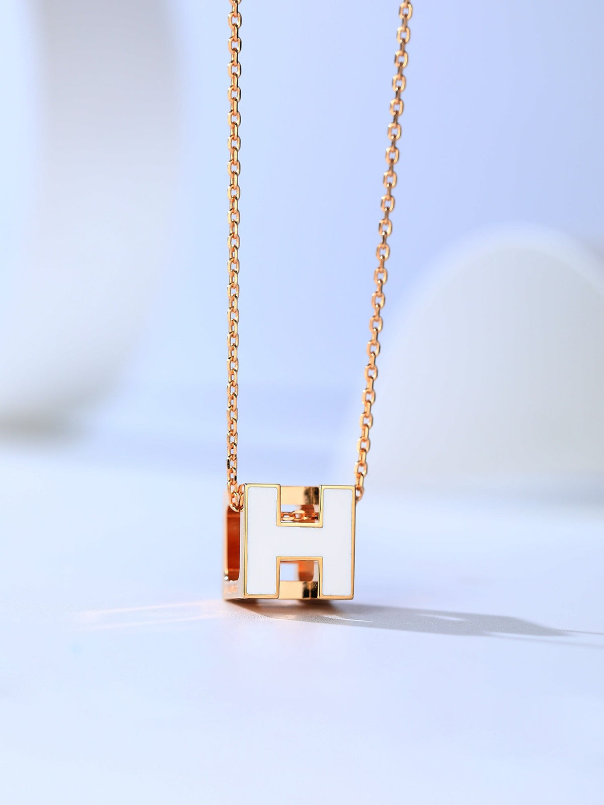 Mystic H CAGE PINK GOLD NECKLACE
