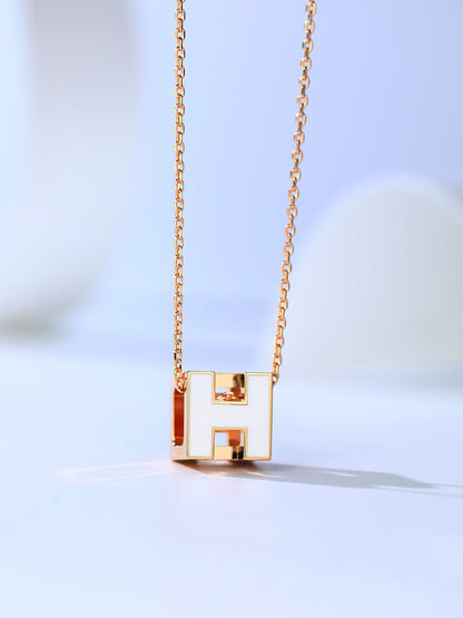Mystic H CAGE PINK GOLD NECKLACE