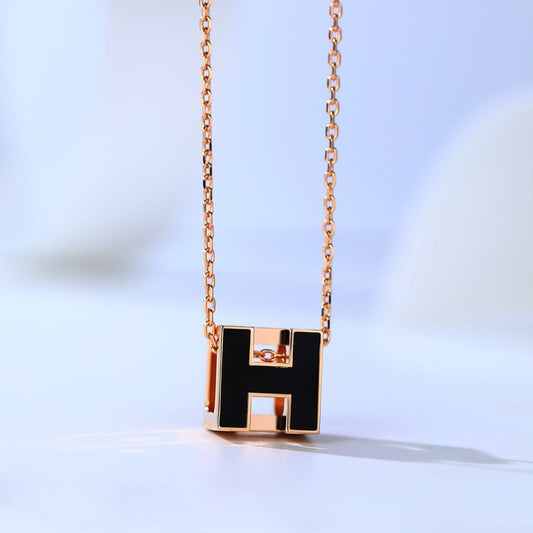 Mystic H CAGE PINK GOLD NECKLACE