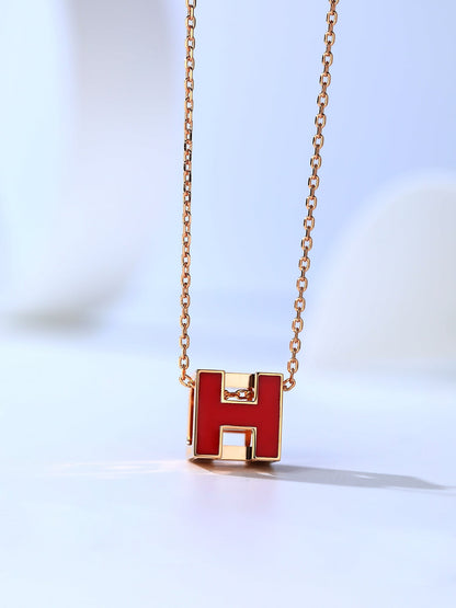 Mystic H CAGE PINK GOLD NECKLACE