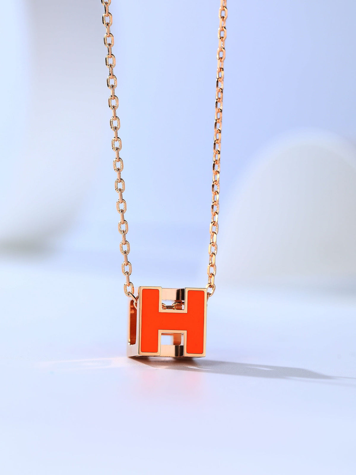 Mystic H CAGE PINK GOLD NECKLACE