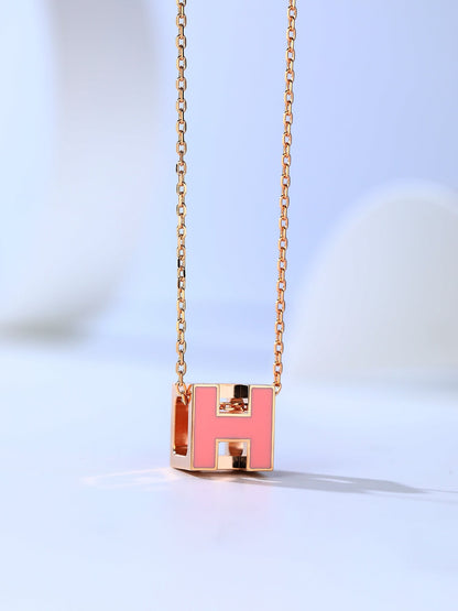 Mystic H CAGE PINK GOLD NECKLACE