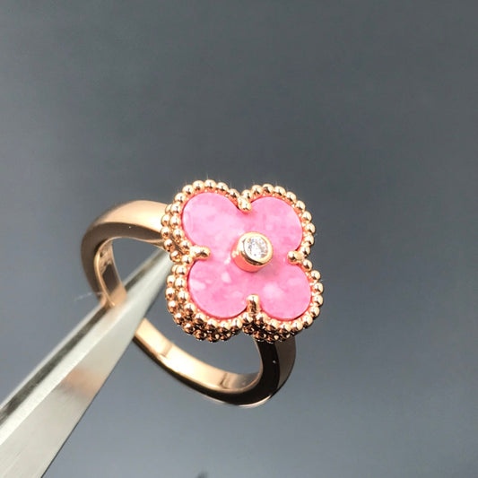 Mystic CLOVER RHODONITE ROSE GOLD RING