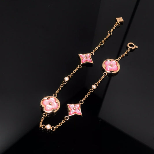 Mystic STAR AND SUN 4 MOTIF PINK MOP PINK GOLD BRACELET