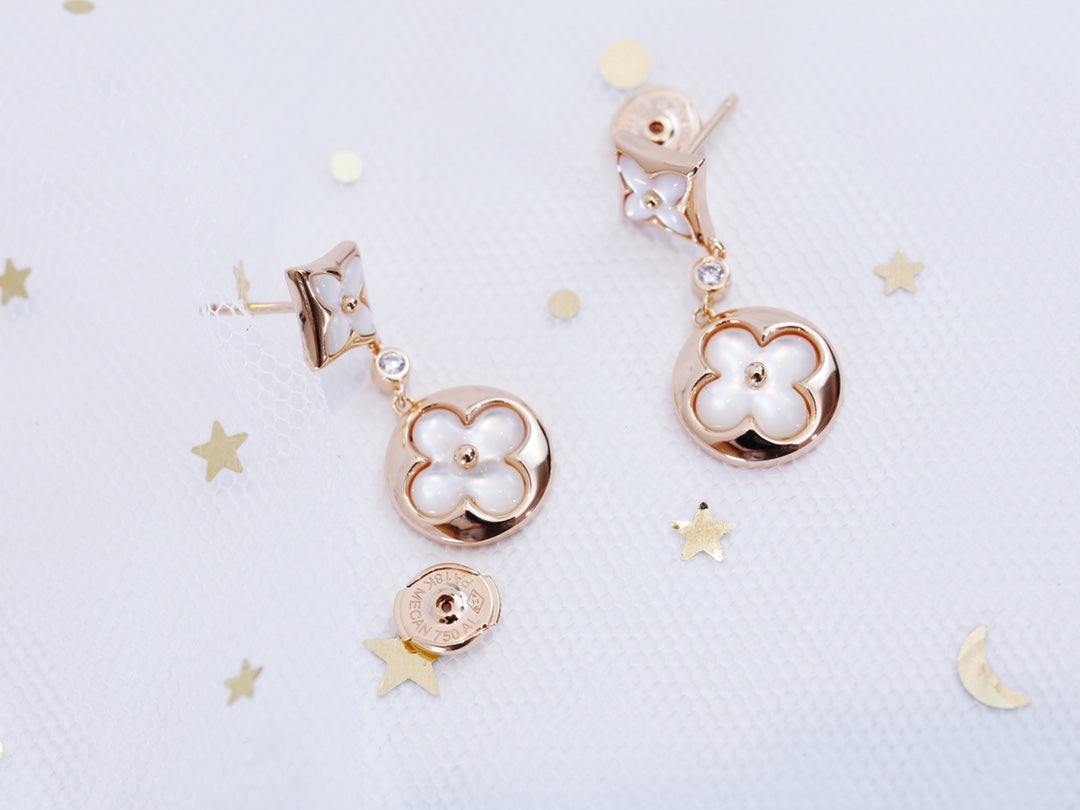 Mystic STAR AND SUN PINK GOLD MOP DROP EARRINGS