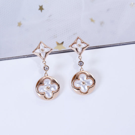 Mystic STAR AND SUN PINK GOLD MOP DROP EARRINGS
