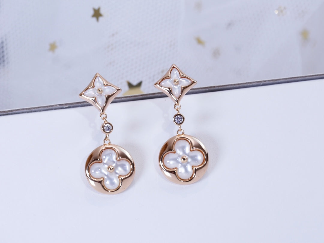 Mystic STAR AND SUN PINK GOLD MOP DROP EARRINGS