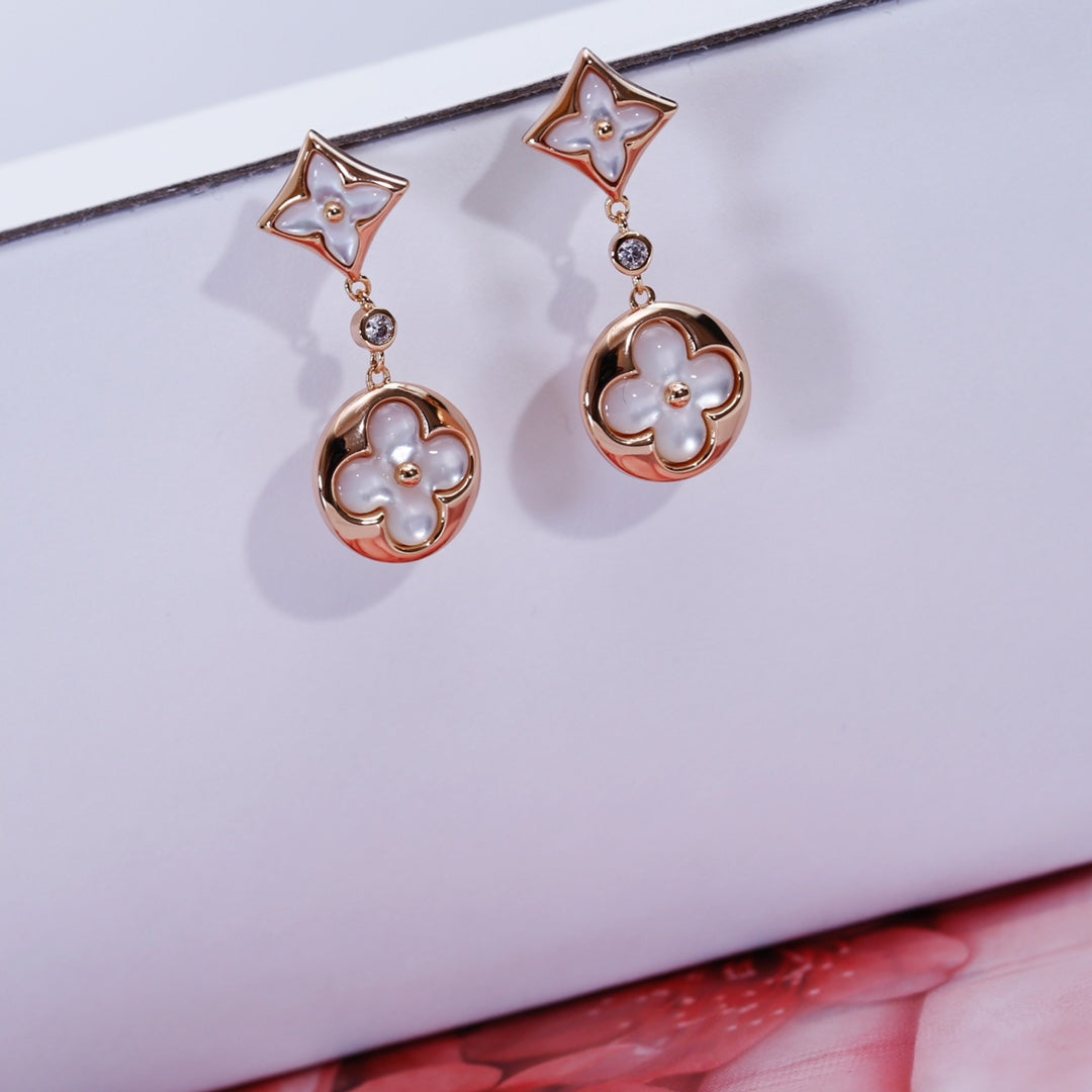 Mystic STAR AND SUN PINK GOLD MOP DROP EARRINGS