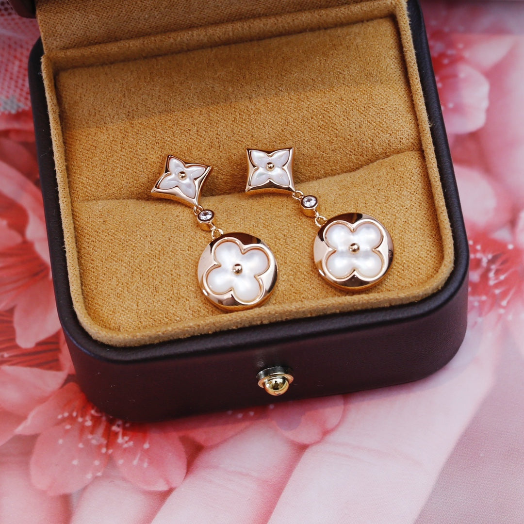Mystic STAR AND SUN PINK GOLD MOP DROP EARRINGS