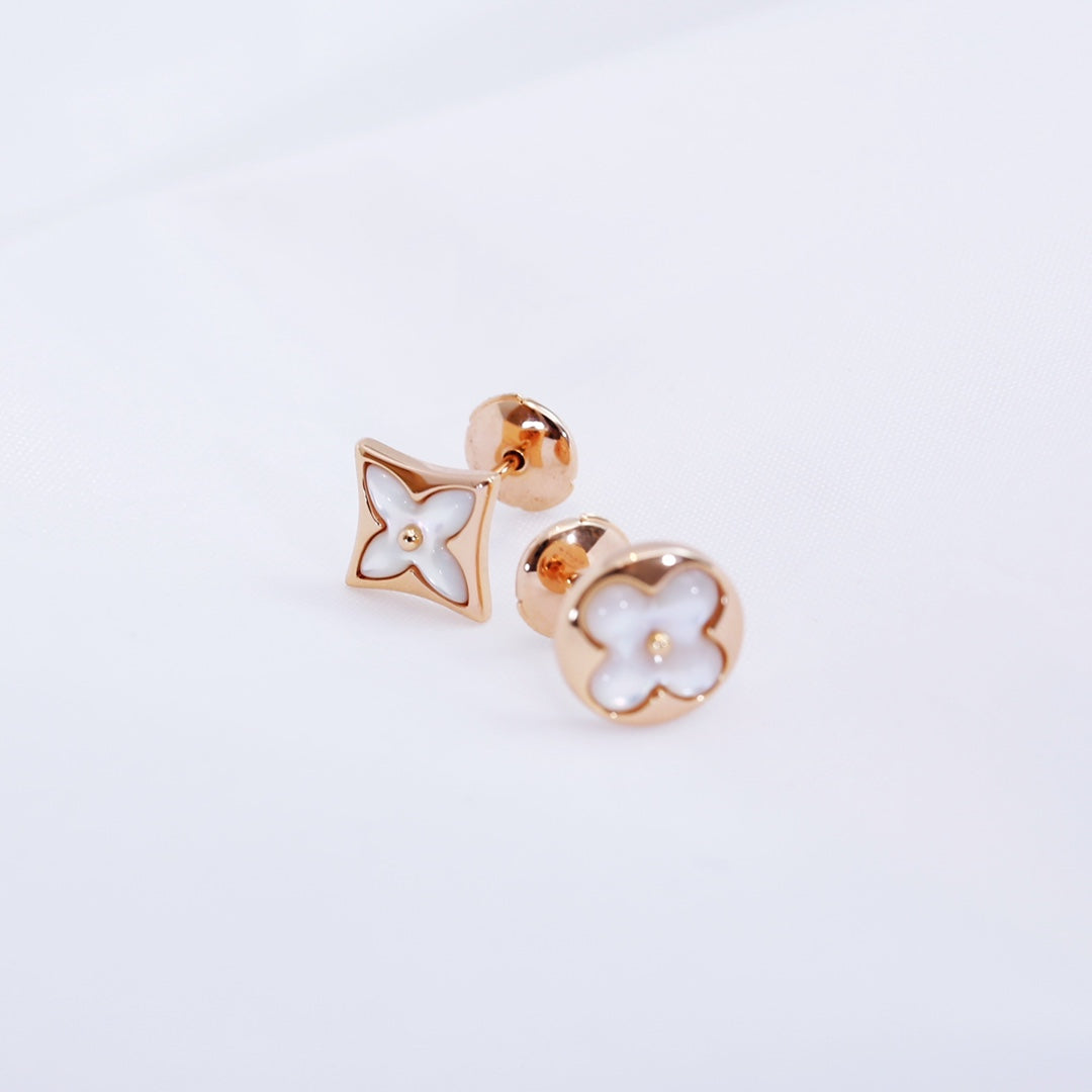 Mystic STAR AND SUN PINK GOLD MOP STUD EARRINGS