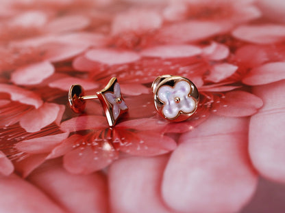 Mystic STAR AND SUN PINK GOLD MOP STUD EARRINGS