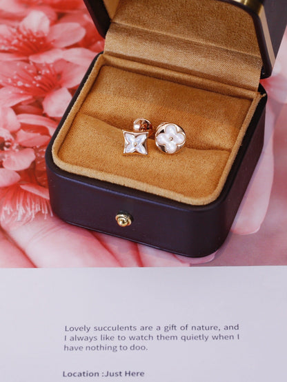 Mystic STAR AND SUN PINK GOLD MOP STUD EARRINGS