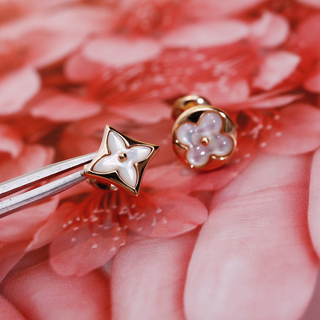 Mystic STAR AND SUN PINK GOLD MOP STUD EARRINGS