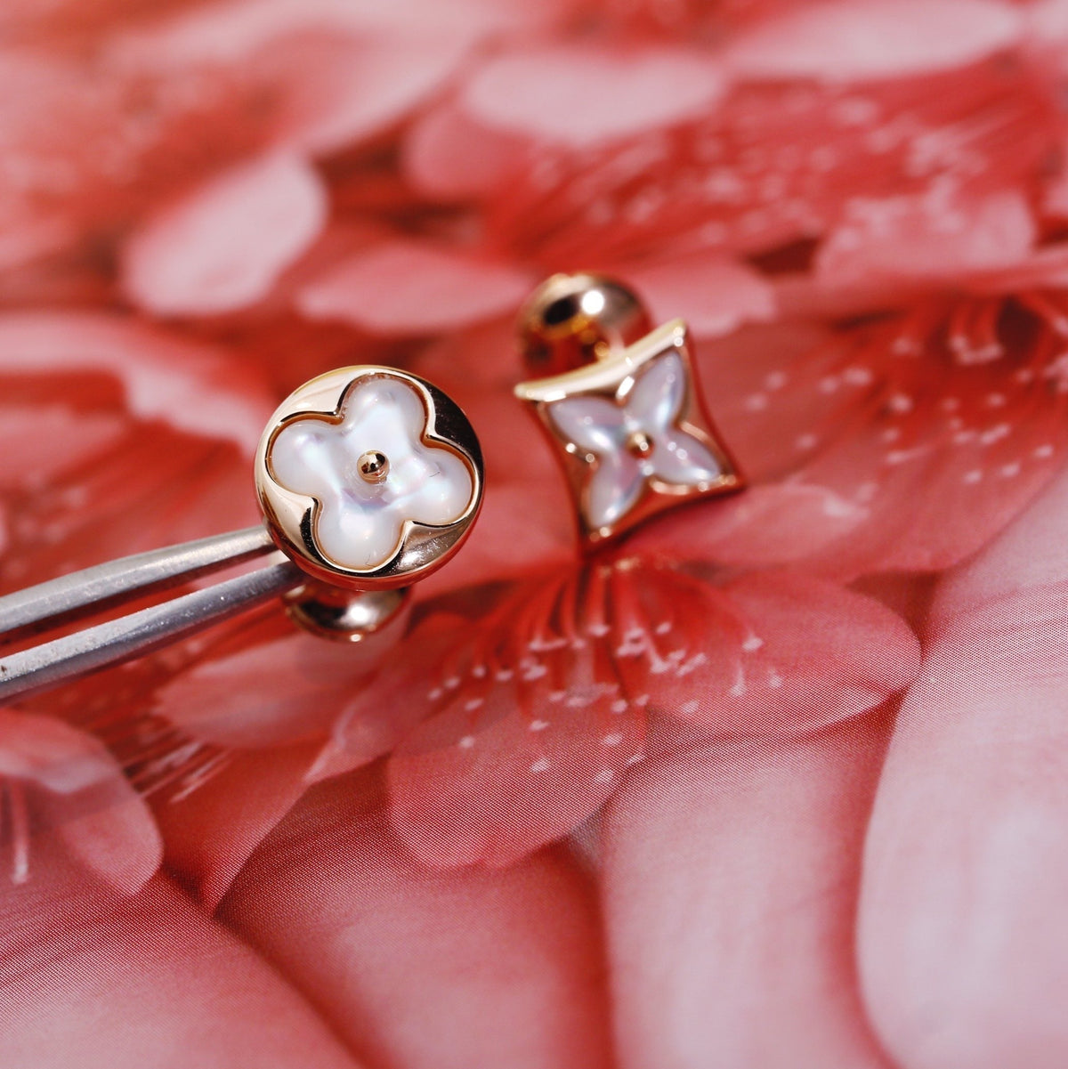 Mystic STAR AND SUN PINK GOLD MOP STUD EARRINGS
