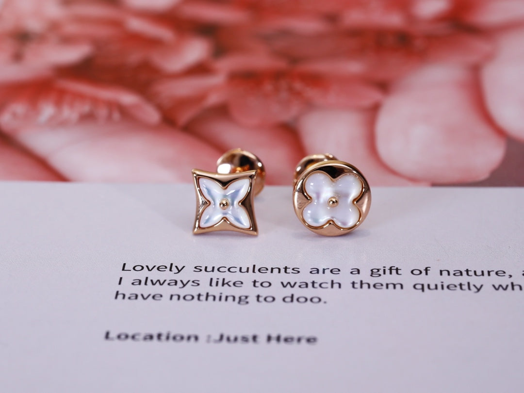 Mystic STAR AND SUN PINK GOLD MOP STUD EARRINGS