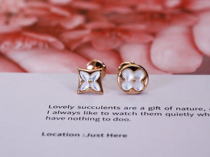 Mystic STAR AND SUN PINK GOLD MOP STUD EARRINGS