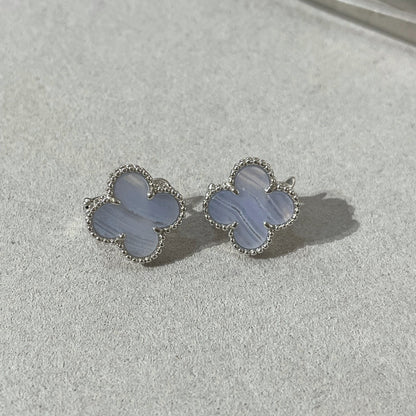 Mystic CLOVER CHALCEDONY SILVER STUD EARRINGS